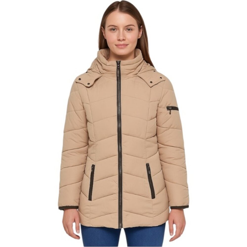 Ellesse Italia Medium Beige Hooded Puffer Jacket